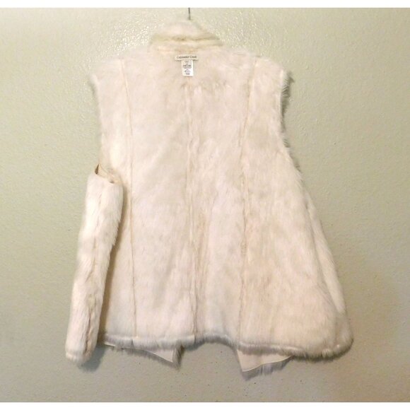 Coldwater Creek Reversible Vest Woman 2X 20W 22W White Faux Fur Suede Sleeveless - Picture 4 of 10